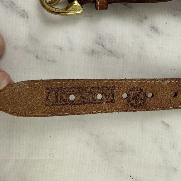 Lands End Vintage 90s Woven Stretchy Belt Size XS/S Pink Brown Leather Trim - Picture 4 of 4